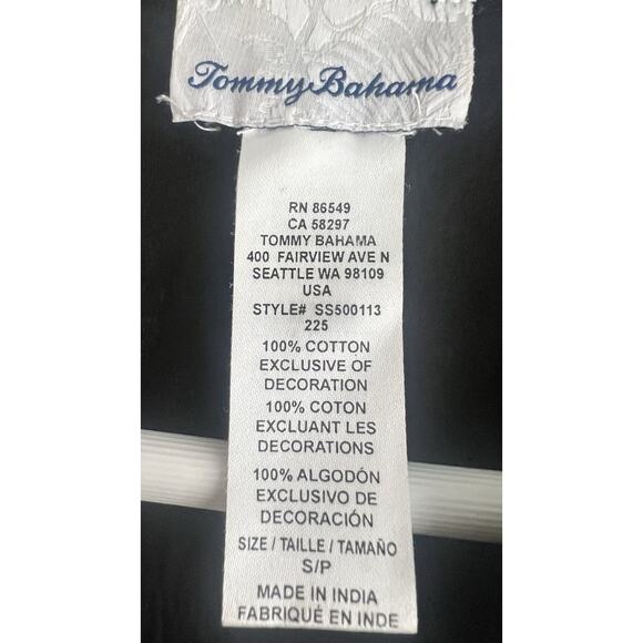 Tommy Bahama Embroidered Tassel Tunic Mini Dress Size Small Black V-Neck Cotton - Picture 6 of 7